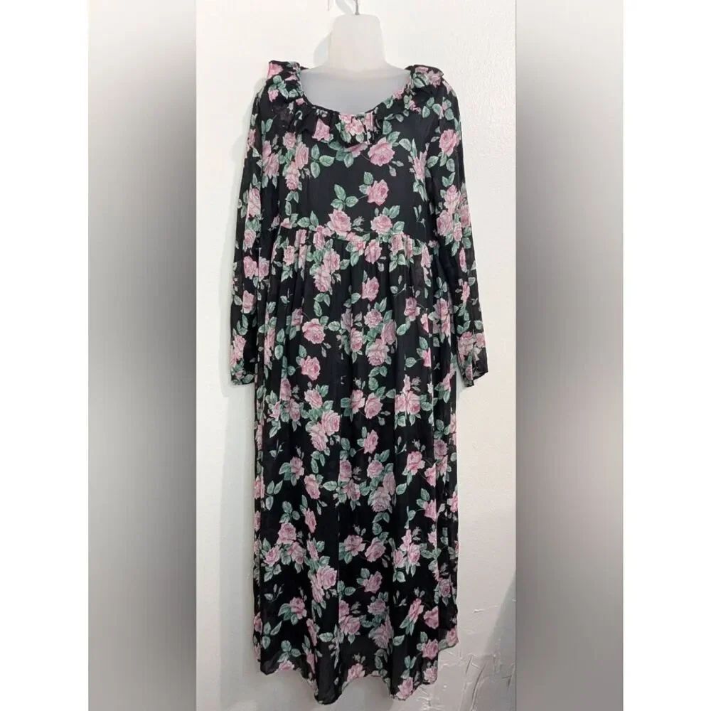 VTG 90s Y2K Rampage Whimsigoth Dark Academia Floral Romantic Boho Feminine Dress